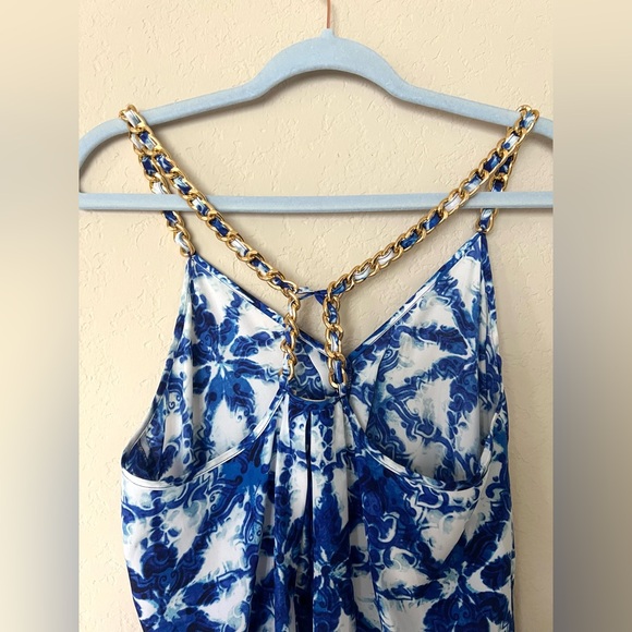 Michael Kors Handkerchief Midi Dress with Gold Hardware Chain Straps - Picture 8 of 11